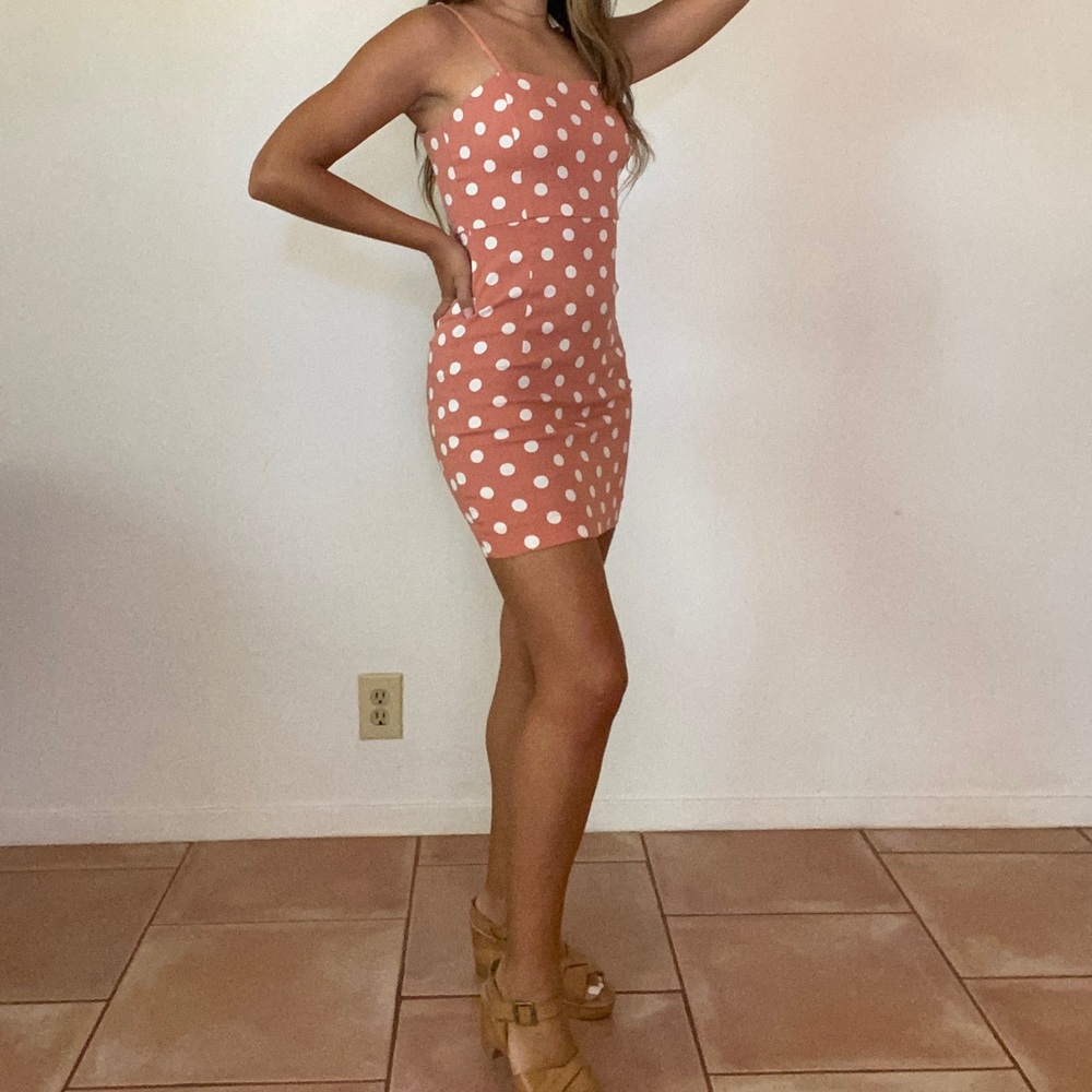 Bodycon Pink Polka Dot Dress